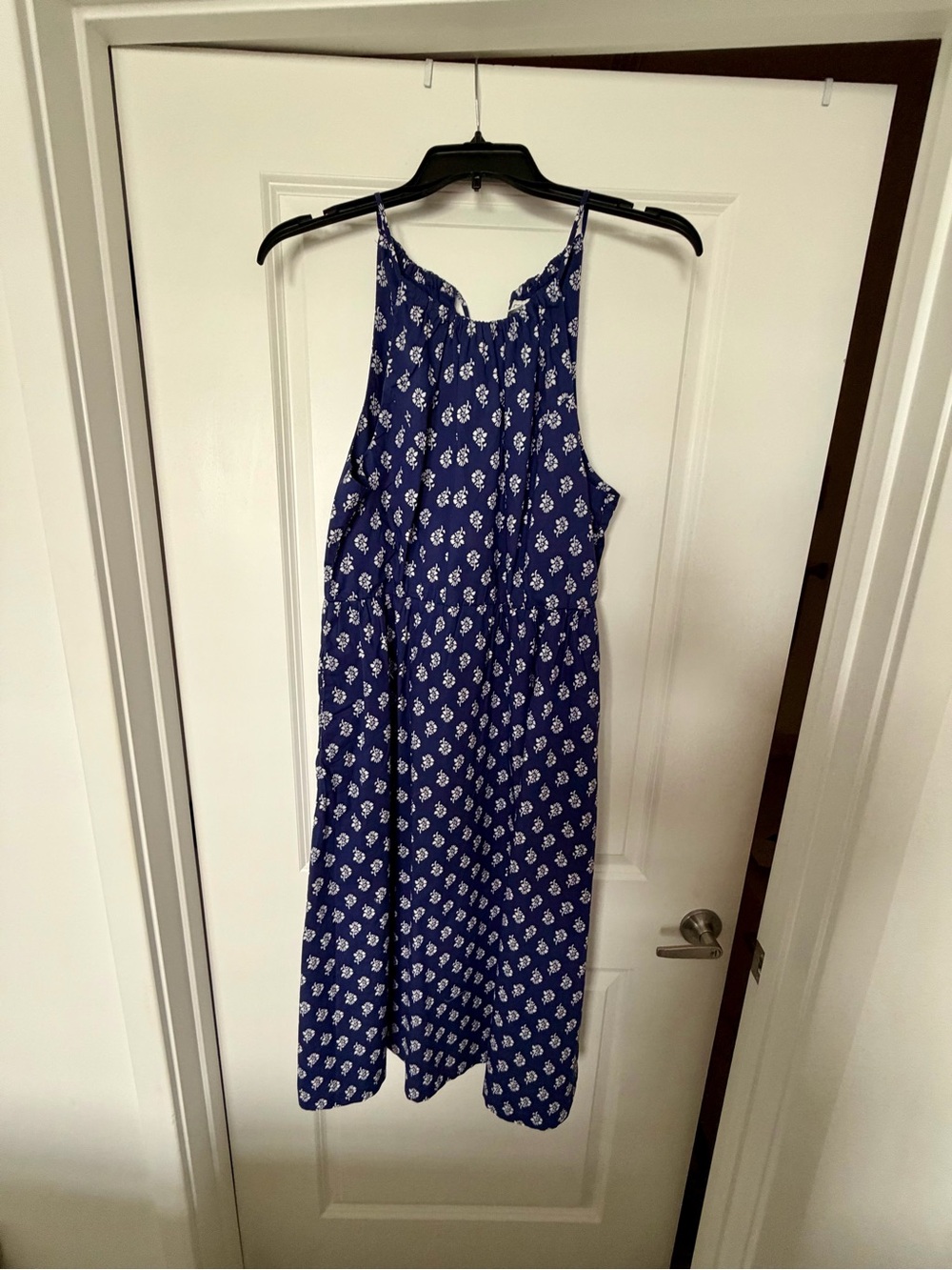 J. Crew Factory Blue Floral Halter-Style Midi Dress